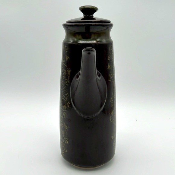 Vintage Franciscan Madeira Tall Earthenware Coffee Pot - Brown w/ Green Floral - Picture 3 of 15